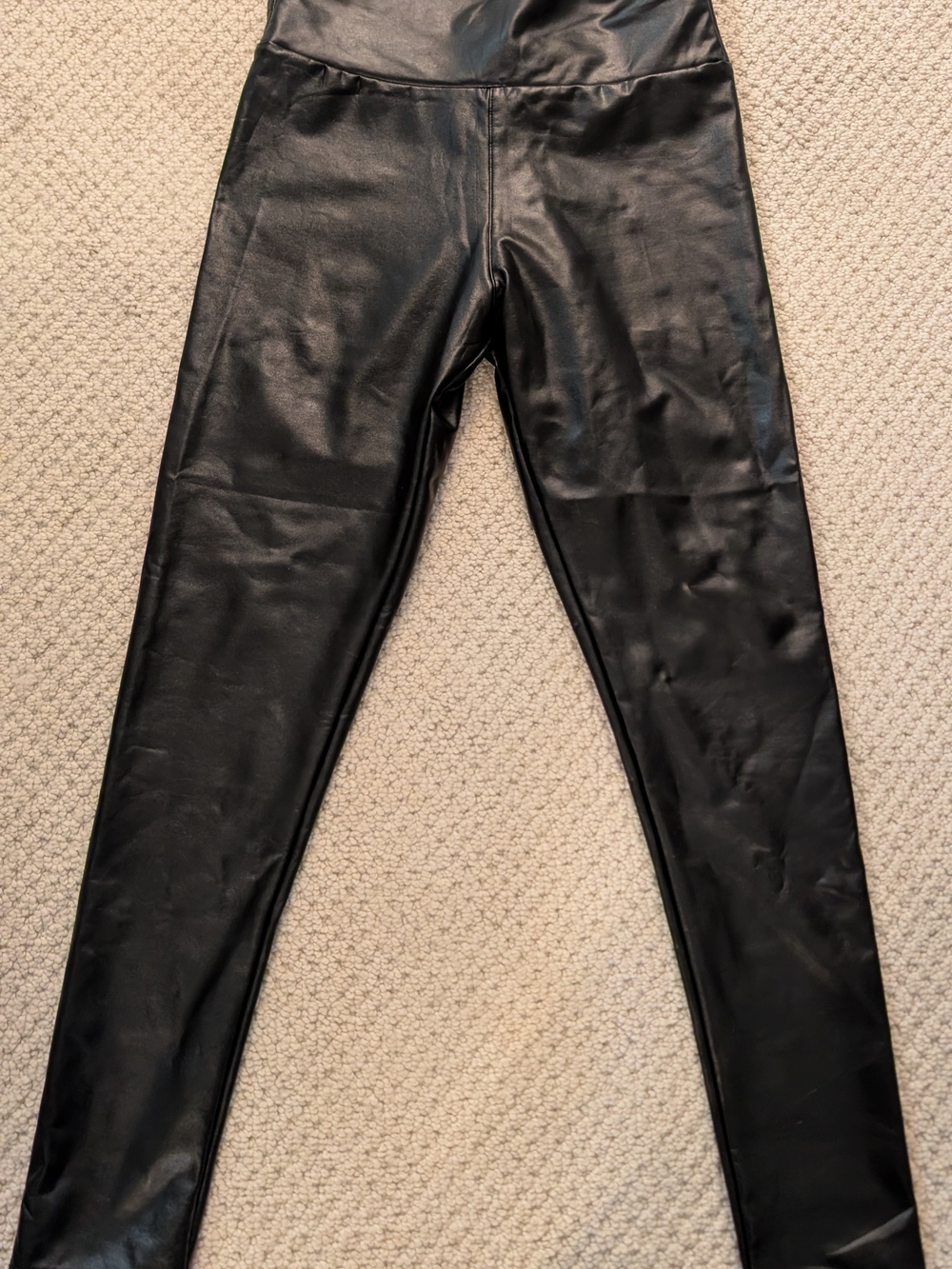 Leather High-Waist Leggings - Black, Size Small